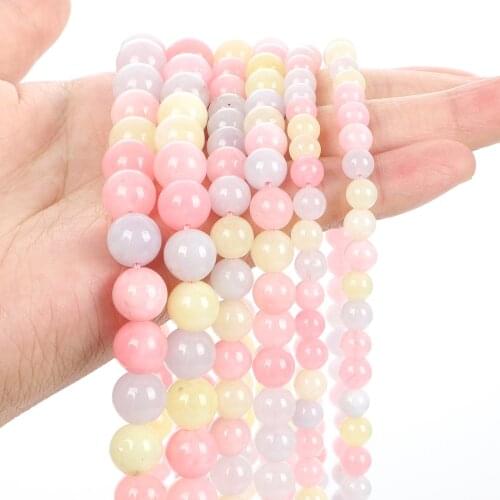 High Quality 6-10mm Natural Stone Beads For Jewelry Making DIY Round Loose Morgan Stone Bead Charm Bracelet Necklace Handmade