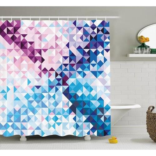 Digital Shower Curtain Abstract Mosaic Digital Ombre Geometrical Colorful Design Art Print Image Home Decor Bathroom Curtains
