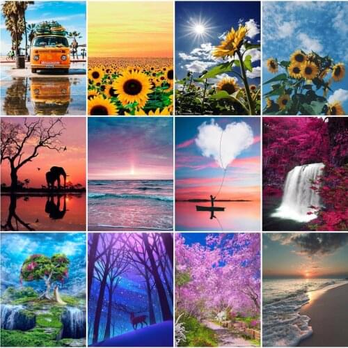 EverShine DIY Oil Painting By Numbers Flower Canvas Wall Art Paint By Number Landscape Living Room Home Decoration