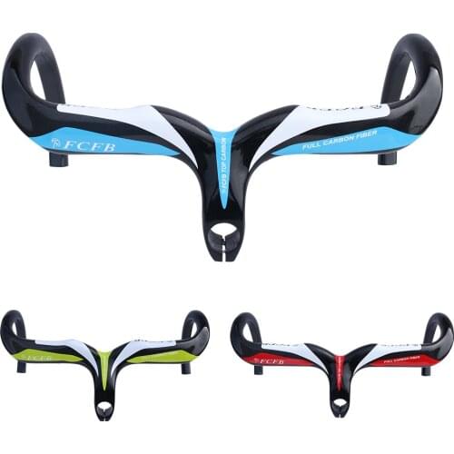 FCFB carbon road bicycle cycling handlebar carbon bike parts drop handle bars and Stem integrative 400/420/440mm 28.6mm