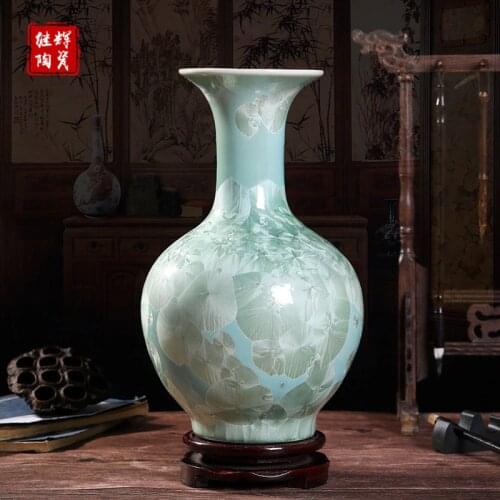Crystal glaze porcelain decorative vase Jingdezhen Chinese style porcelain vase home living room handicraft Bogu frame ornaments
