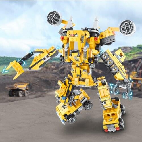 8-In-1 Engineering Car Fight Insert 52 Variable Building Blocks Construction Vehicle Learning Educational Assembled Fidget Toys