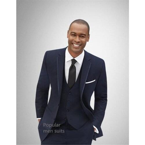 Handsome Groomsmen Notch Lapel Groom Tuxedos Mens Wedding Dress Man Jacket Blazer Prom Dinner (Jacket+Pants+Tie+Vest) A339
