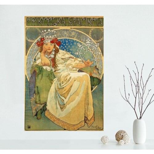 Nice Custom Alphonse Mucha Canvas Poster Print painting Art Wall Silk Poster cloth print Fabric Poster