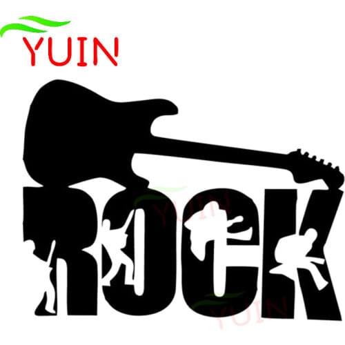 Rock Guitar Creative Decals Fashion Car Window Decoration PVC Waterproof Sunscreen Car Sticker Black/white/red/laser/silver