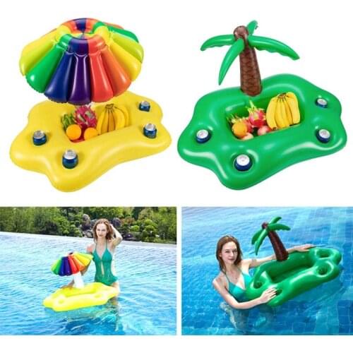 Summer Newborn Baby Swimming Ring Inflatable Pool Float Beer Drinking Cooler Table Bar Tray Beach Rainbow Cloud Swimming Ring