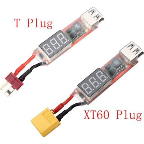 2S-6S Lithium Battery XT60 Plug to USB Power Converter Adapter w/Digital Display 5V 2A Charger Converter for iphone Ipad HTC