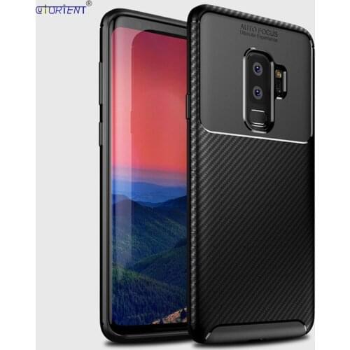 Matte Case For Samsung Galaxy S9 Plus S9+ Soft Silicone Shockproof Phone Cover SM-G965F/DS SM G960F/DS Carbon Fiber Bumper Cases