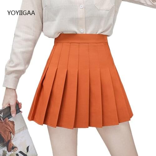 High Waist Women Pleated Skirt Preppy Style Female Mini Skirts Elastic Waist Ladies Girls Dance Skirts Sweet Cute Woman Skirt
