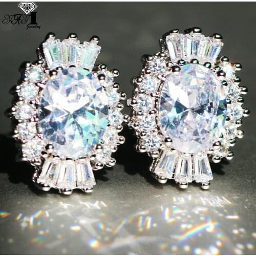 YaYI Fashion Princess Cut White Natural Cubic Zirconia Silver Color Wedding Party Lover Wear Ear Stud Precious Tassel Earrings