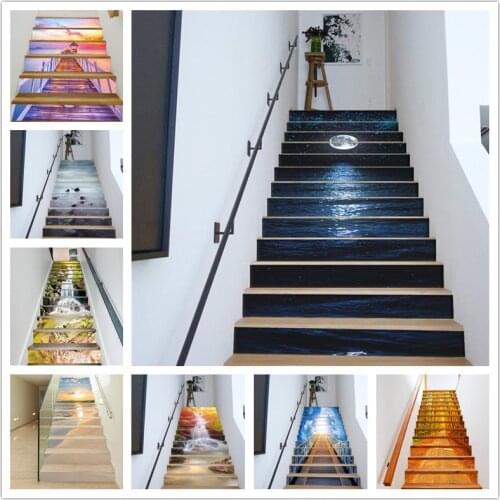 PVC Washable Non-slip 3D Stair Treads Stair Carpet Tread Stair Rugs Dirt-proof Rubber Backing Stair Carpets for Home Office