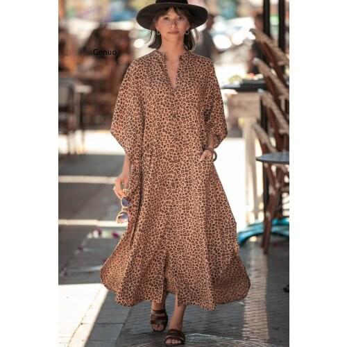 Cover-Ups 2021 Beach Print Swimsuit Cover Up Kimono Beach Robe Femme Long Dress Sarong Dress Beachwear