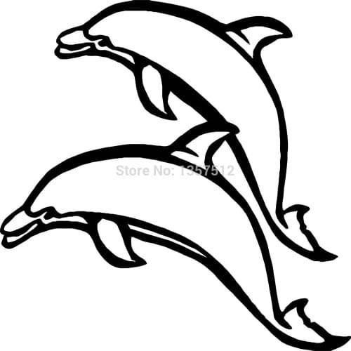 HotMeiNi 13x13cm Leaping Dolphins Car Sticker For Truck Window Bumper Auto SUV Door Kayak Vinyl Decal 8 Colors Black/Sliver