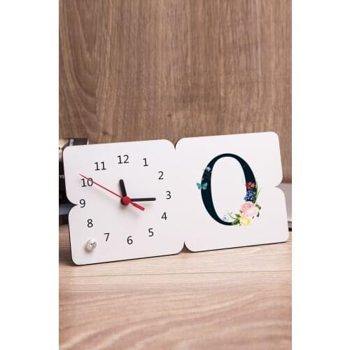 Letter O Flower Design Table Clock