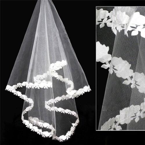 New 1 Tier White Wedding Lace Edge Bridal Elbow Veil 2022 Wedding Veils