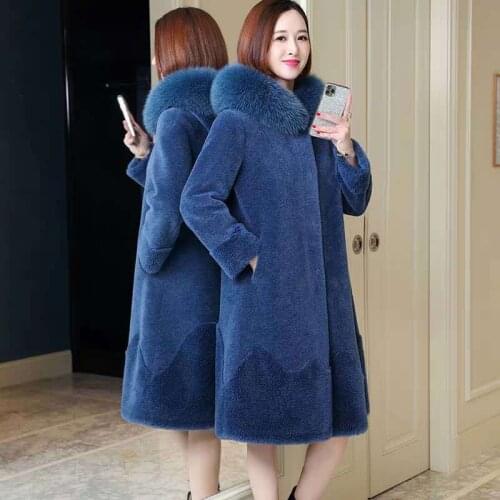 2021 Women New Real Natural Fur Coat Winter Female Spring Long Fur Coat Jacket Ladies Long Sleeve Clothes Wool Soft Outwear Q218