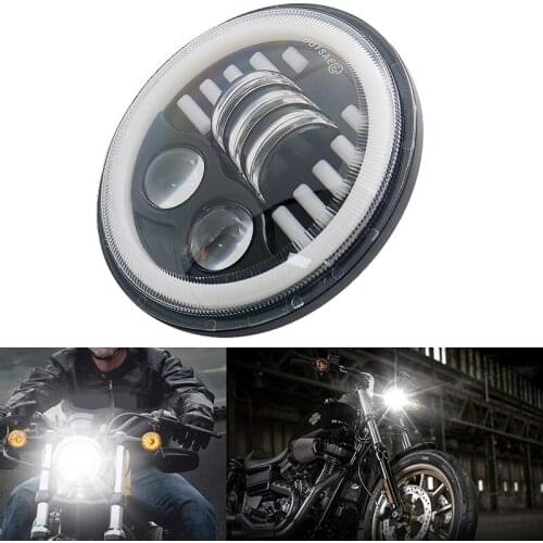 New style 5.75 Inch LED Headlight 5 3/4" led DRL halo motorbike headlights and bracket for Sportster 883 XL883 FXCW