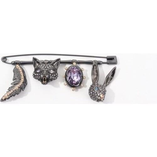 Timeless Wonder Glam Zirconia Fox Rabbit Feather Charms Brooch Pins Super Brand Jewelry Gothic Designer Rare Party Luxury 3527