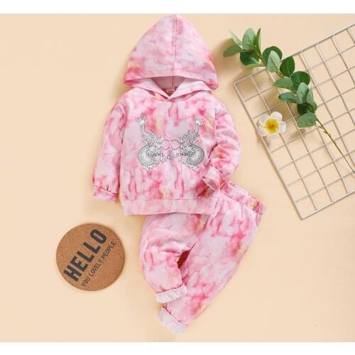 Autumn Newborn Baby Girls Clothes Long Sleeve Print Hoodies + Long Pants Toddler Children Casual Clothing Set