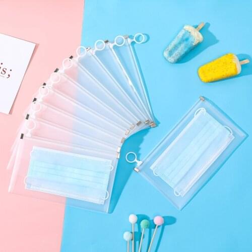 1/3/5Pcs Portable Mask Packaging Box Face Mask Storage Box Plastic Storage Folder Zip Dustproof Disposable Mask Storage Case