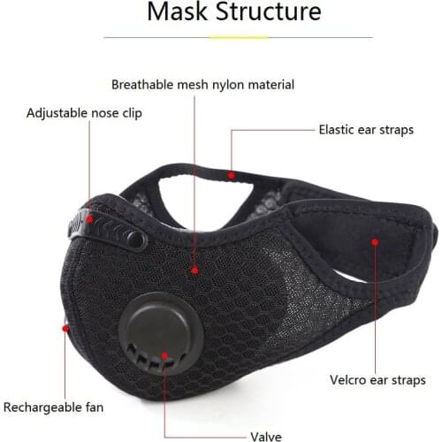 Popular Active Carbon Cycling Mask Electric face shield with USB fan