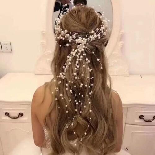 Stunning Pearls Headband Bridal Hair Vine Jewelry Gold Wedding Headwear Hair Accessories Women Headwear