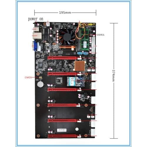 Professional mining motherboard 6 graphics mining machine with CPU+Mining machine chassis+4G DDR3L RAM+60G SSD