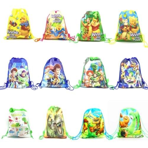 1pcs Toy Story Colorful Non-woven Fabrics Drawstring Bags Kids Birthday Party Decorations Winnie Halloween Candy Draw Pockets