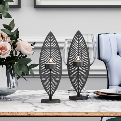 Nordic Iron Candlestick Leaf Leaves Candle Holder Candelabra Table Centerpiece R7RC