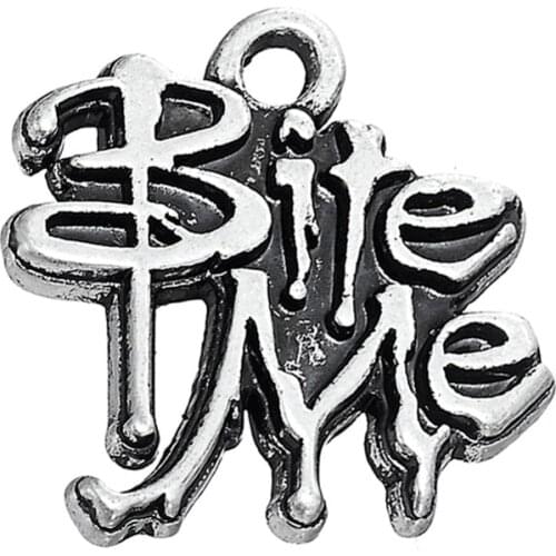 Skyrim Zinc Alloy Bite Me&SOUL MATE&LETS GET NAKED&BEACH BUM Statement Charm DIY Necklace&Bracelet Jewelry 20Pcs