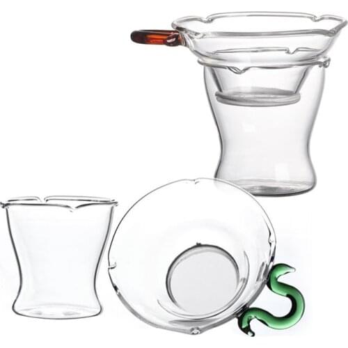 2pcs Glass Tea Infuser with Handle Set Tea Pot Transparent Cup Flower Tea Strainer Tool for Loose Tea Herb Maker Accessories