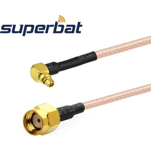 Superbat RP-SMA Plug ( female) to MMCX Plug Right Angle Pigtail Cable RG316 15cm for Wireless Router