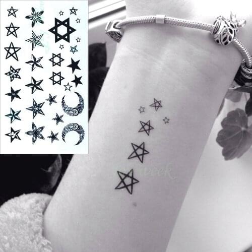 Waterproof Temporary Tattoo Sticker little star moon finger wrist ear bird tatto stickers flash tatoo fake tattoos for women 4