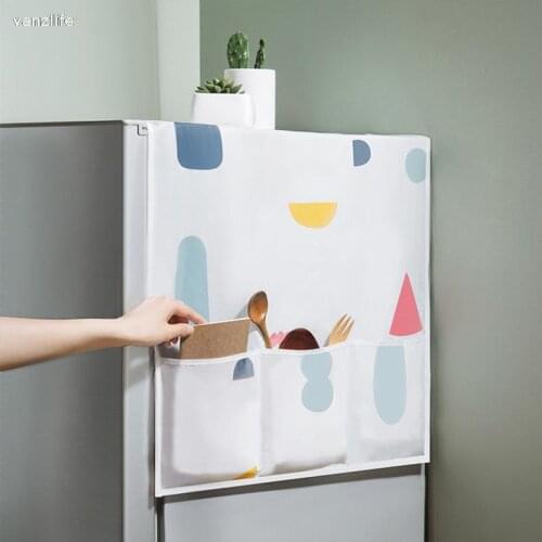 Vanzlife household refrigerator dust cover colorful geometric floral dust proof cover storage bag waterproof refrigerator cover