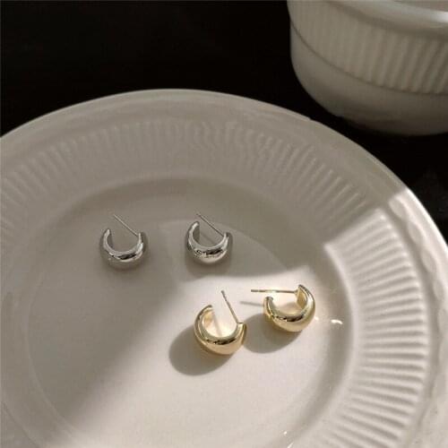 OBEAR 14K Real Gold Plated French Simple Irregular Smooth Studs Women Fashion Luxury Birthday Party Jewelry