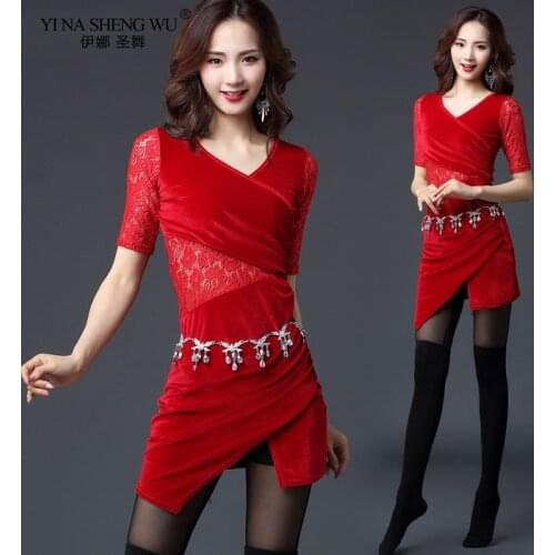 Women Belly Dance Costumes Lady Short Sleeve Belly Dance Practice Clothing Velvet Short Dress Belly Dance Wear Women Dance Dress
