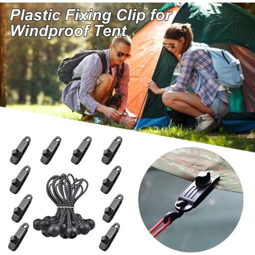 10PC Camping Tent Fixing Clip Adjustable Plastic Heavy Duty Windproof Awning Clamp Outdoor Tent Trap Clamps Tent Clips Accessory