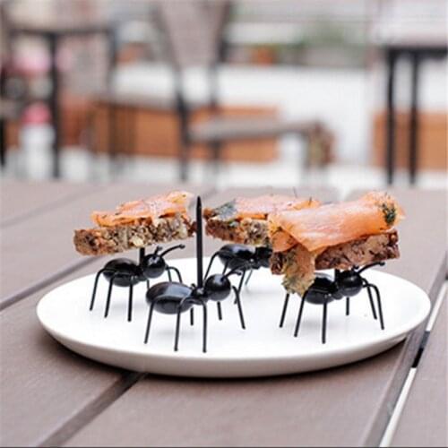 12pcs/pack Cartoon Ant Fruit Fork Set Animal Fruit Mini Forks Fruit Sparse Decoration Tools Dessert Spoon Kitchen Accessories