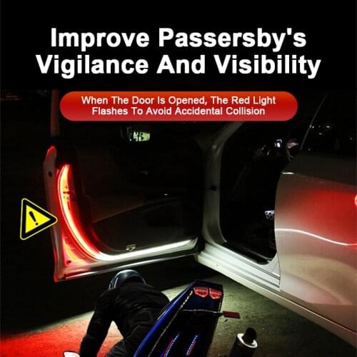 120cm Car LED Door Warning Strip Strobe Light Led Flash Lamp Red White Colorful Anti-collision Decorative Car Flow Parking Light