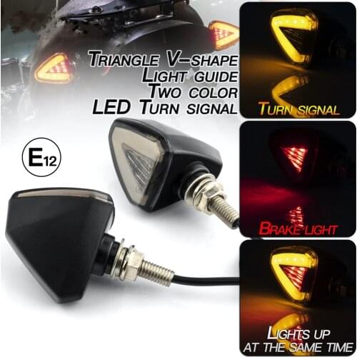 2PCS motorcycle led turn signal lamps 12V V-Shape dual light color led brake indicator turn signal for Yamaha ktm E-mark