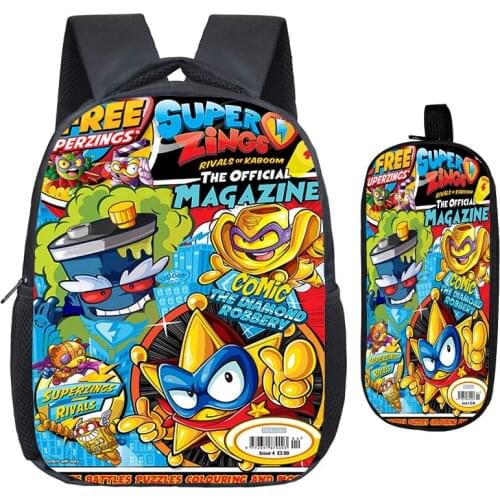 New Popular Children Super Zings Kindergarten Backpack 2pcs Set Child Superzings School Bag Bookbag Kids Gift(Rucksack+Pen Bag)