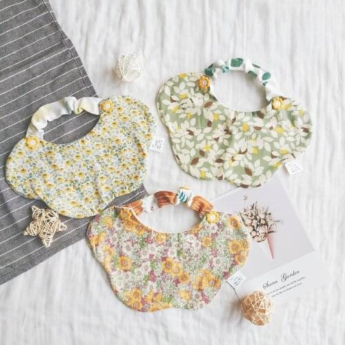 2021 Hot New 0-2T Baby Bib Country Style Floral Print Bib Cotton Pincess Bib Boys Girls Food Feeding Bib Infant Baby Accessories