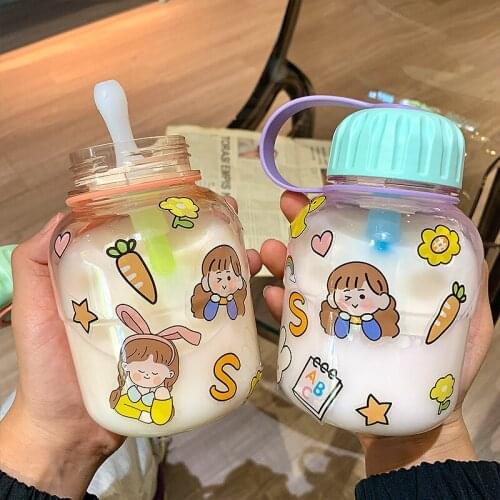 480ml Cartoon Space Drink Water Straw Bottle Cup Plastic ttle for Baby Kids Children Student Boy Girl Creative Gift Wholesale
