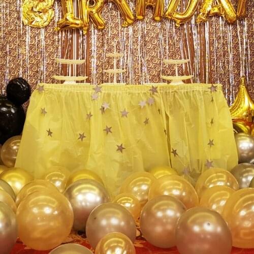 73x420cm Disposable Table Skirt Plastic PEVA Table Skirts Cover for Birthday Banquet Party Wedding Festival Home Decoration