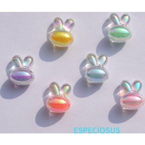 DIY Jewelry Accessory Transparent Acrylic Spacer Mix Color Plated 16MM Lovely Rabbit Bead Beads Necklace Making Departments