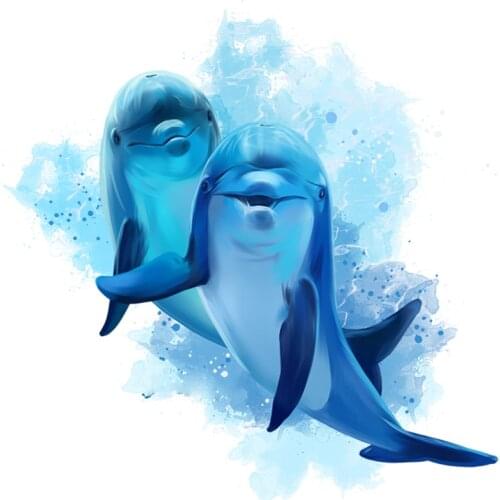 5d Diamond Painting Full Square/Round Animal Two Dolphin Diamond Embroidery Diamond Diy Mosaic Home Decoration Child Gif