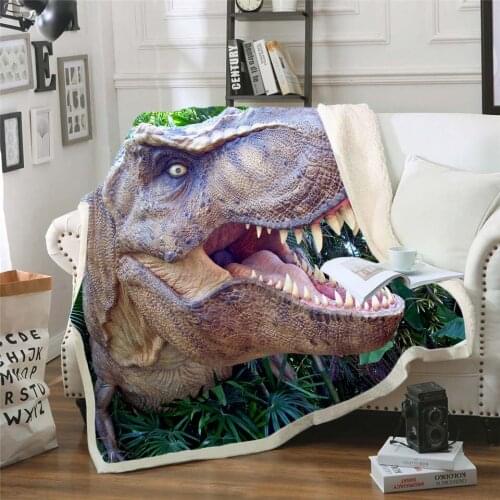 BeddingOutlet Dinosaur Sherpa Blanket Jurassic Printed Duvet For Children Stegosaurus Plush Blanket Boys Cartoon Bedding 004