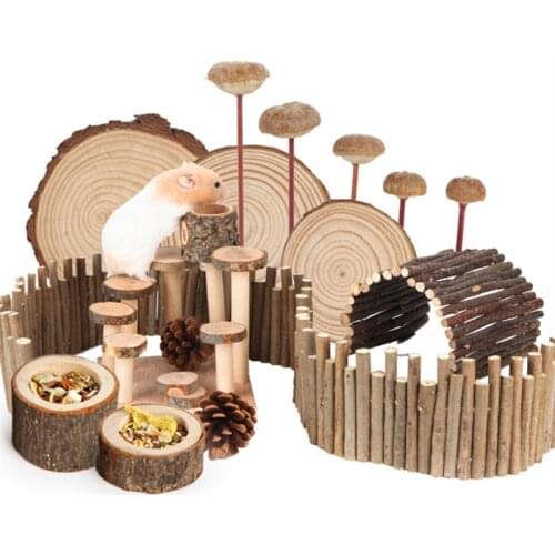 Wooden Hamster Fence Golden Bear Chipmunk Dwarf Rat Small Pet Toys Hamster Cage Landscaping Supplies Log Hamster Supplies