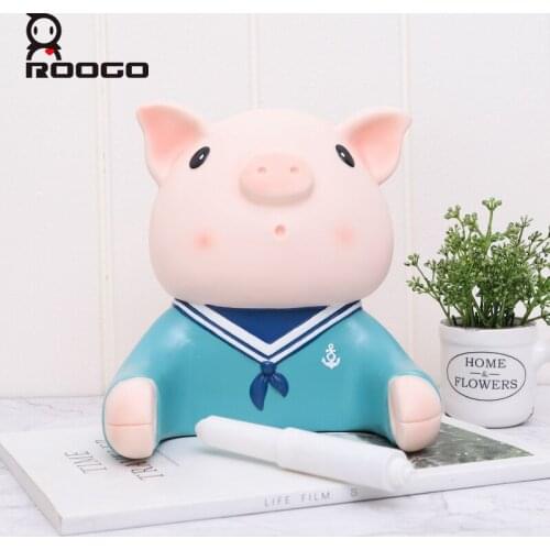 Roogo Cute Toilet Paper Stand Pig Bear Resin Modern Home Decoration Accessories Tissue Holder Cartoon Bathroom Supplies
