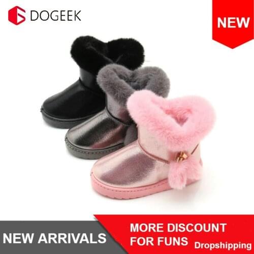 DOGEEK Toddler Snow Boots For Girls Winter Shoes Casual Shoe Girls Princess Boots 2018 Kids Warm Boot Plush Children Boots